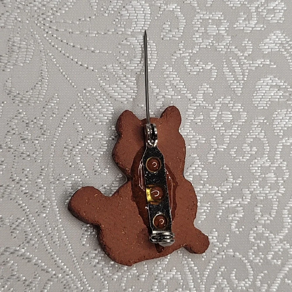 Vintage Hand Painted Calico Cat Brooch Pin Kitty Cute‎ Sweet